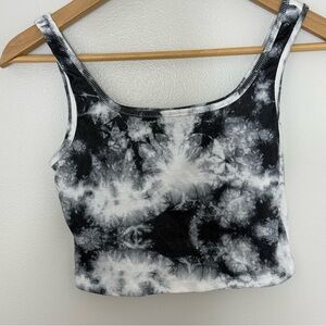 SHEIN Women’s S Tie-Dye Tank Top Black and White Cropped Festival